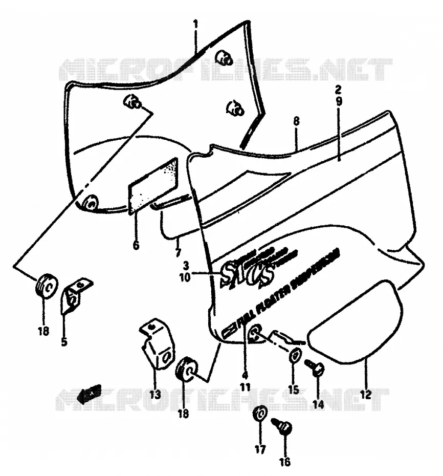 ACHTER KUIP  (MODELE F/G) Suzuki MOTO 750 GSX-R 1986  GSX-750G(F/G/H) E34