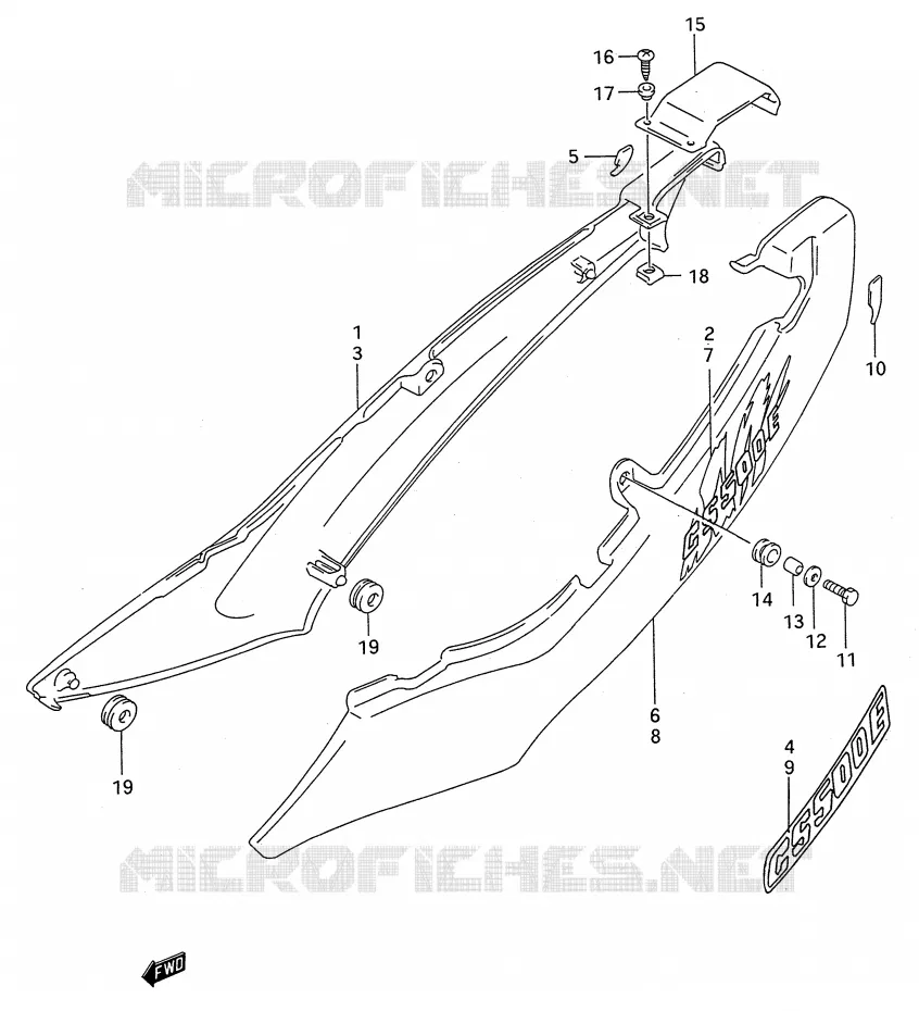 ACHTER KUIP  (MODELE R/S/T) Suzuki MOTO 500 GS-E 1989  GS500EUK(E28)