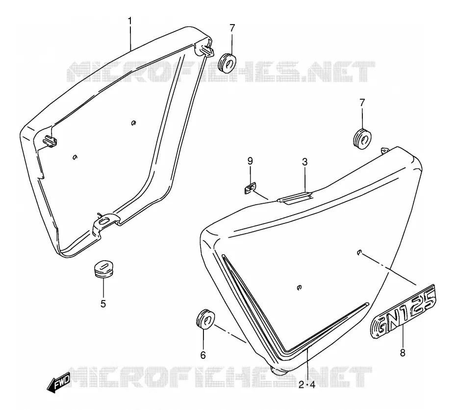 ACHTER KUIP  (MODELE Z) Suzuki MOTO 125 GN 1991  GN125EM(E1)