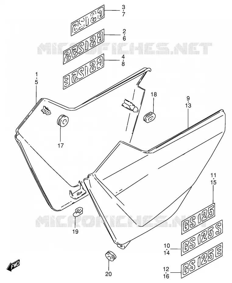 ACHTER KUIP  (MODELE Z) Suzuki MOTO 125 GS 1983  GS125D(E1)