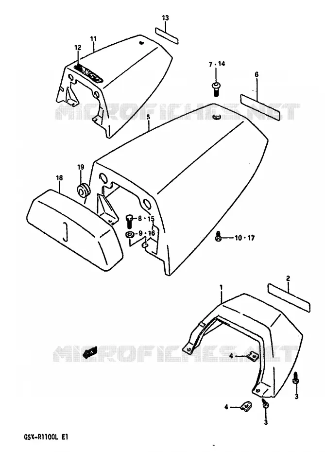 ACHTER KUIP - SEAT COWL (MODELE K) Suzuki MOTO 1100 GSX-R 1990  GSX-R1100L(K/L)