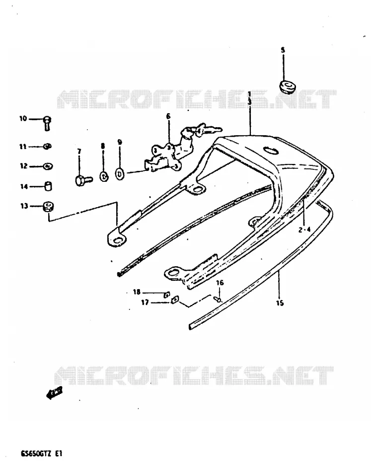 ACHTER KUIP - SEAT COWL (MODELE Z) Suzuki MOTO 650 GS 1999  GS650GTX(X/Z)