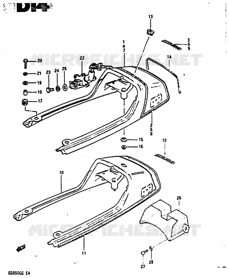 ACHTER KUIP - SEAT COWL Suzuki MOTO 850 GS 1986  GS850GG(E4)