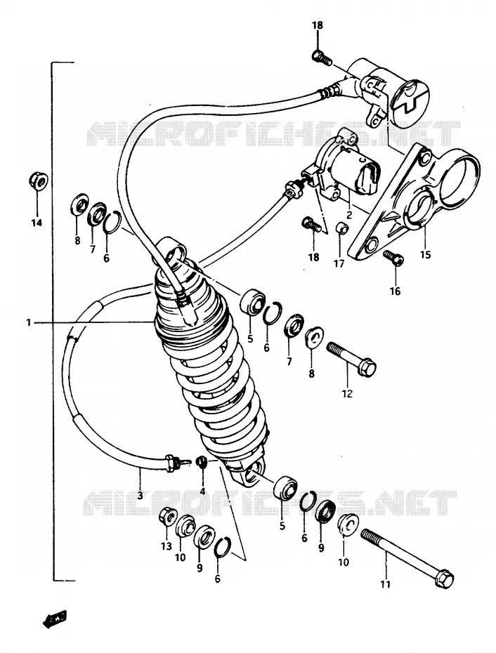 ACHTER SCHOKDEMPER Suzuki MOTO 1100 GSX-E 1984  GSX1100EFE(E/F/G)
