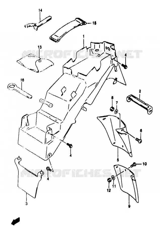ACHTERSPATBORD (GSF1200T/ST/V/SV/W/SW/X/SX/Y/SY) Suzuki MOTO 1200 BANDIT 1996  GSF1200ST(T/V/W/X/Y)