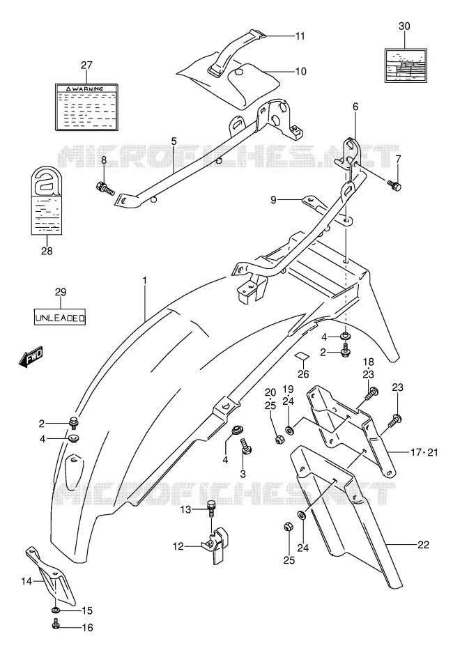 ACHTERSPATBORD (MODELE K/L/M/N/P/R) Suzuki MOTO 500 GS-E 1995  GS500ES(E2)