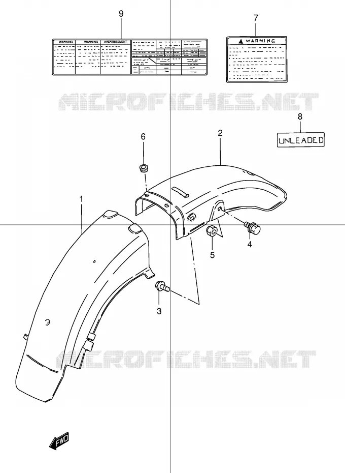 ACHTERSPATBORD (MODELE K1) Suzuki MOTO 250 GN 1998  GN250W(E2)