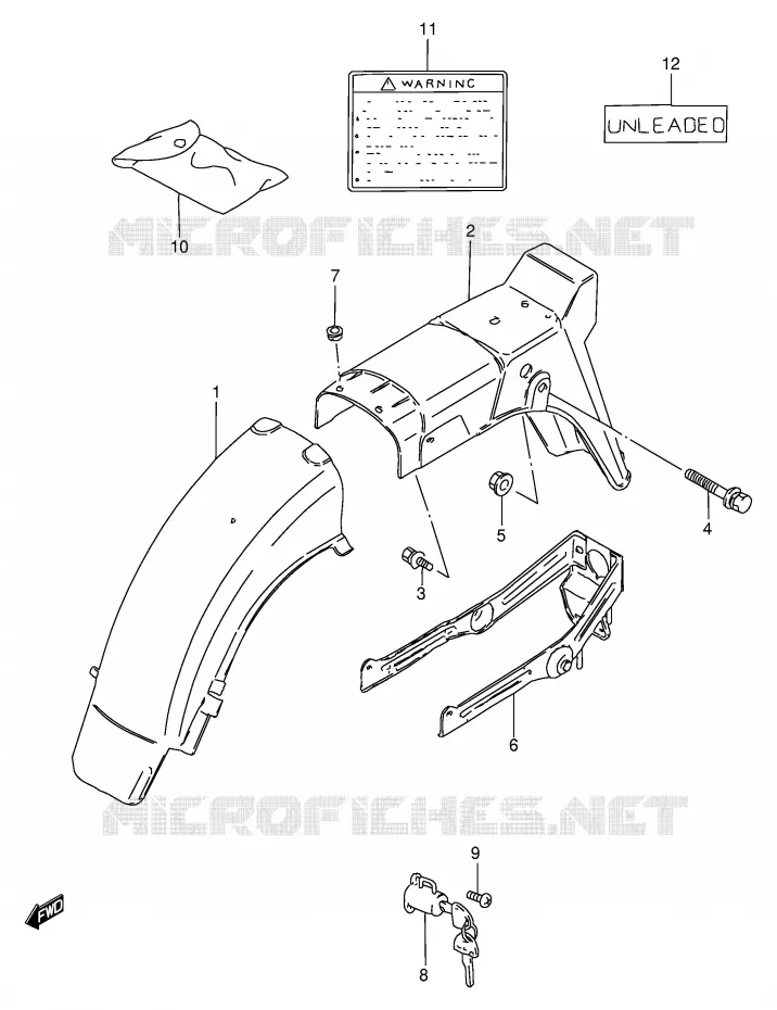 ACHTERSPATBORD (MODELE R) Suzuki MOTO 125 GS 1994  GS125ESR(E1)