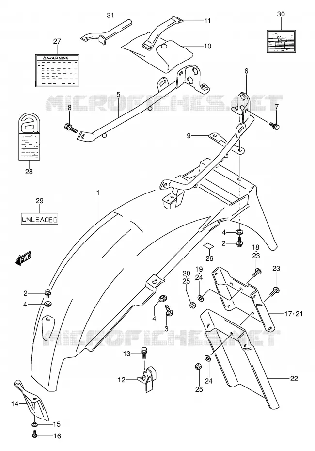 ACHTERSPATBORD (MODELE S) Suzuki MOTO 500 GS-E 1996  GS500EUT(E2)