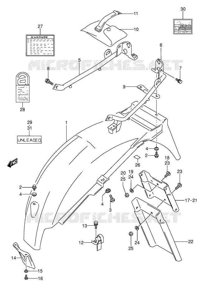 ACHTERSPATBORD (MODELE T) Suzuki MOTO 500 GS-E 1995  GS500ESKS(E2)