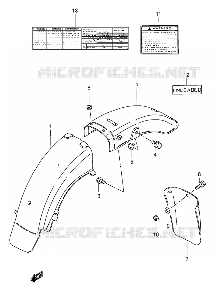ACHTERSPATBORD (MODELE Y) Suzuki MOTO 250 GN 2000  GN250EY(E2)