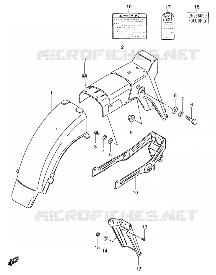 ACHTERSPATBORD (MODELE Z/D/F/K/L/M) Suzuki MOTO 125 GS 1983  GS125D(E1)
