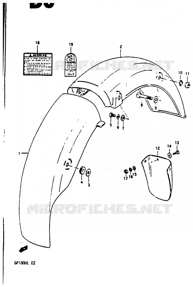ACHTERSPATBORD Suzuki MOTO 100 GP 1983  GP100ED(X/D/L)