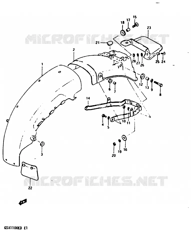 ACHTERSPATBORD Suzuki MOTO 1100 GSX-E 1983  GSX1100ED(Z/D)
