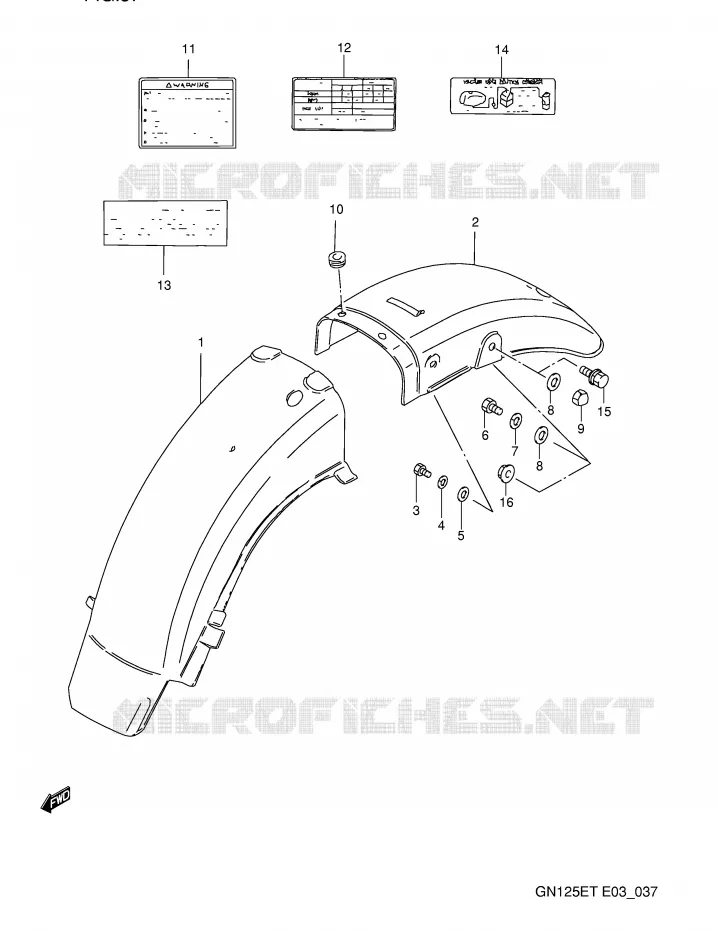 ACHTERSPATBORD Suzuki MOTO 125 GN 1993  GN125EP(E3)