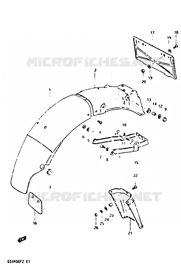 ACHTERSPATBORD Suzuki MOTO 400 GSX 1982  GSX400FZ(X/Z)