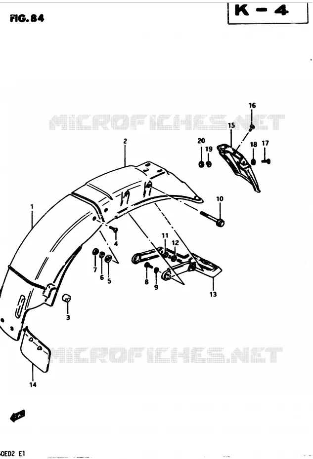 ACHTERSPATBORD Suzuki MOTO 450 GS-S 1982  GS450SZ(2/Z/D)