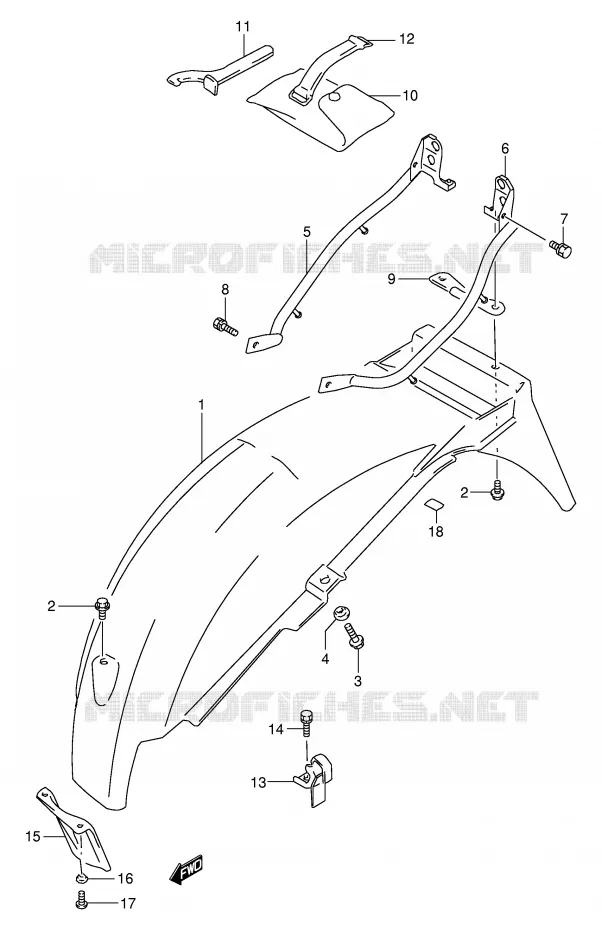 ACHTERSPATBORD Suzuki MOTO 500 GS-E 2001  GS500K1(E2)