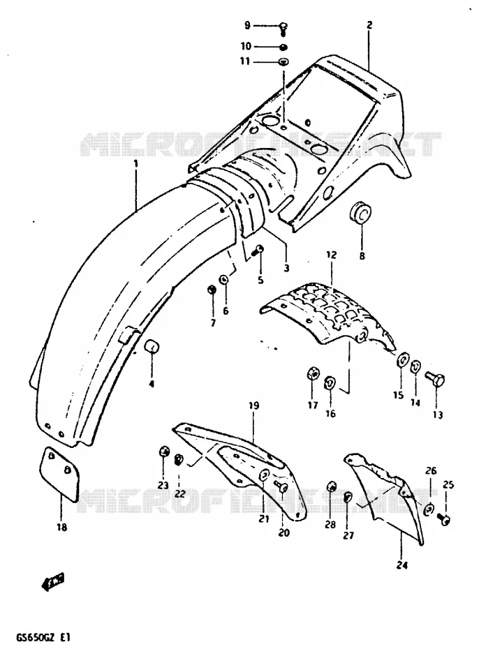 ACHTERSPATBORD Suzuki MOTO 650 GS 1982  GS650GZ(X/Z)