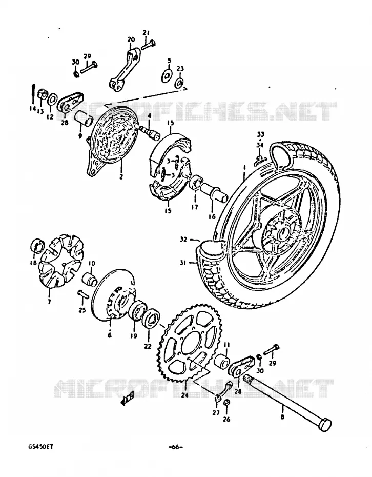 ACHTERWIEL (CAST WHEELS) Suzuki MOTO 450 GS 1996  GS450T(T)