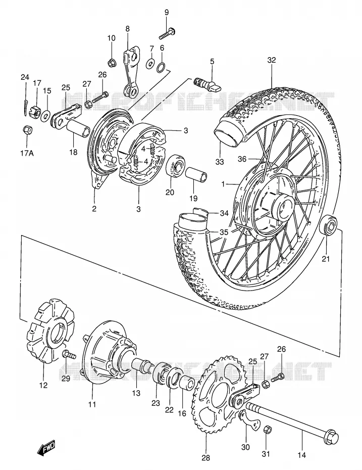 ACHTERWIEL (GN125Z/D/K/M/R) Suzuki MOTO 125 GN 1994  GN125ER(E1)