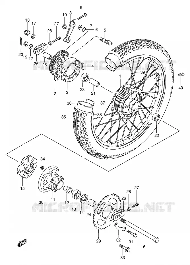 ACHTERWIEL(GN250 F/J/K/L/M/N/P/R) Suzuki MOTO 250 GN 1991  GN250EM(E2)