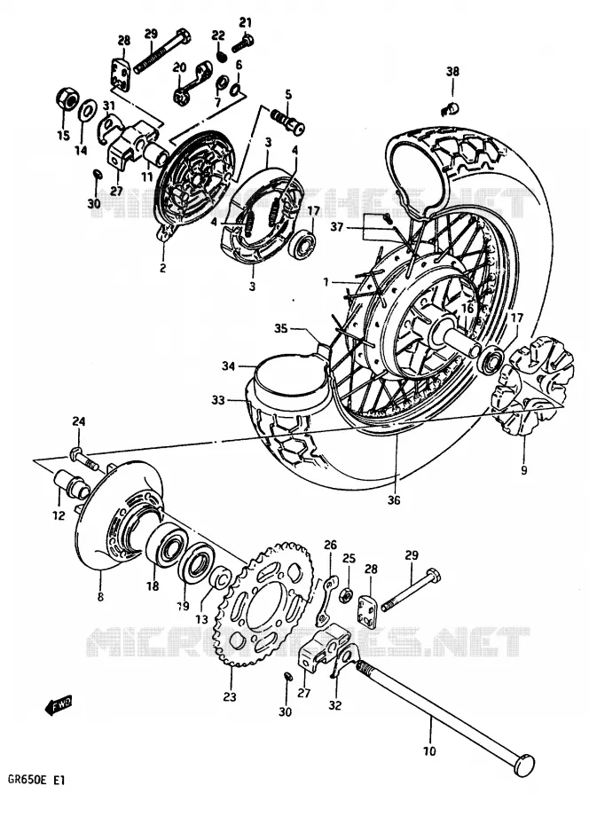 ACHTERWIEL (GR650XD/XE) Suzuki MOTO 650 TEMPTER 1983  GR650D(D/E)