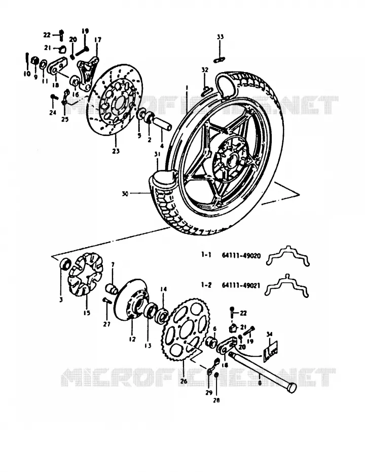 ACHTERWIEL (GS1000ET, GS1000HT) Suzuki MOTO 1000 GS 1980  GS1000T(T)