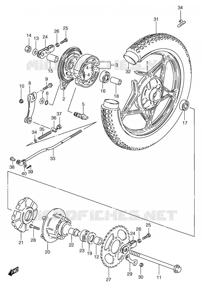 ACHTERWIEL (GS125ESX/ESY) Suzuki MOTO 125 GS 2000  GS125SY(E71)