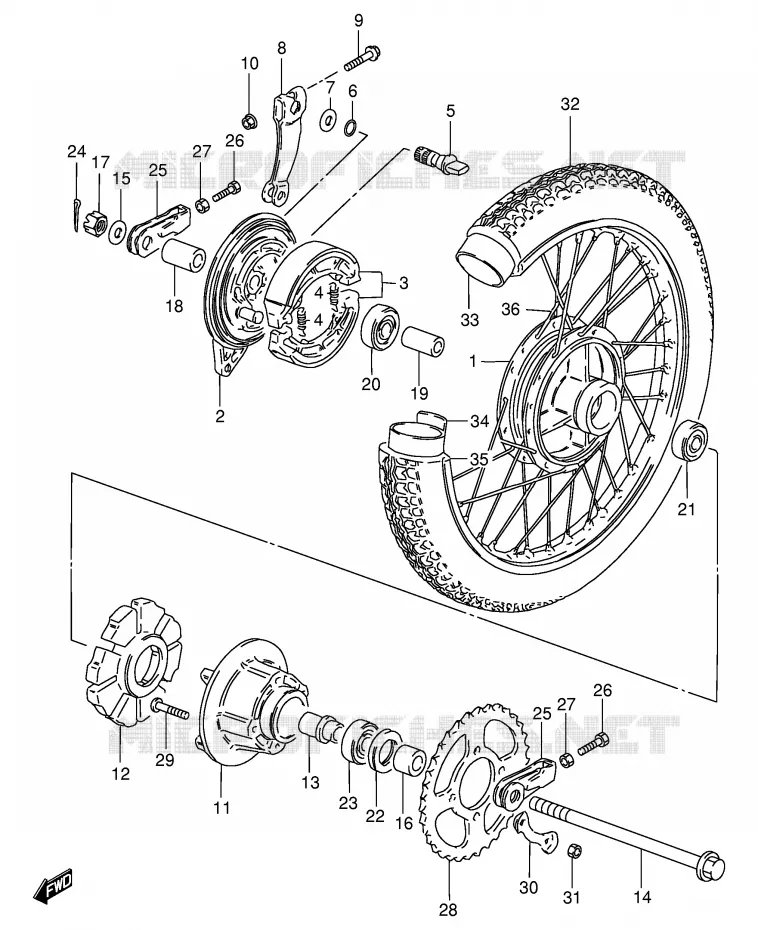 ACHTERWIEL (GS125UR/SR) Suzuki MOTO 125 GS 1982  GS125EEZ(E1)