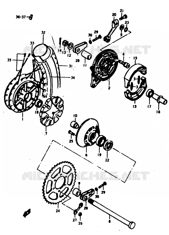 ACHTERWIEL (GS400C,N) Suzuki MOTO 400 GS 1978  GS400C(C/N)