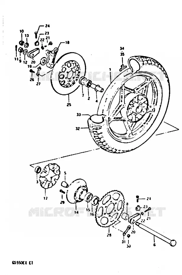 ACHTERWIEL (GS550EX) Suzuki MOTO 550 GS 1981  GS550EX(X)