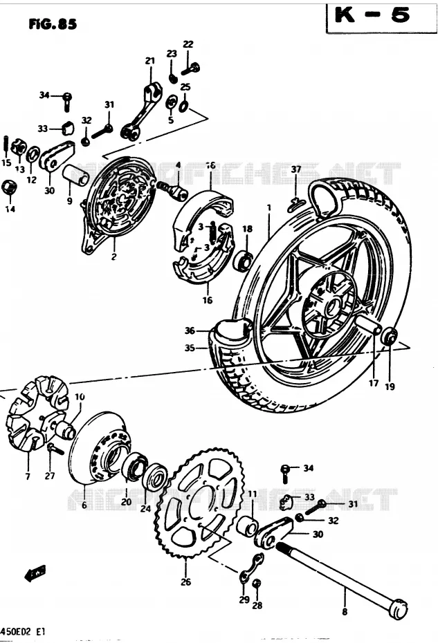 ACHTERWIEL (MODELE Z) Suzuki MOTO 450 GS-S 1983  GS450SD(2/Z/D)
