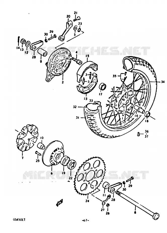 ACHTERWIEL (SPOKE WHEELS) Suzuki MOTO 450 GS-E 1980  GS450ET(T)