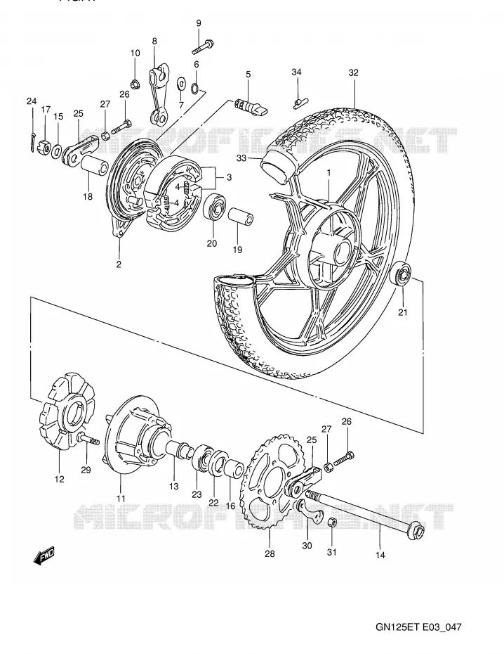 ACHTERWIEL Suzuki MOTO 125 GN 1991  GN125EM(E3)