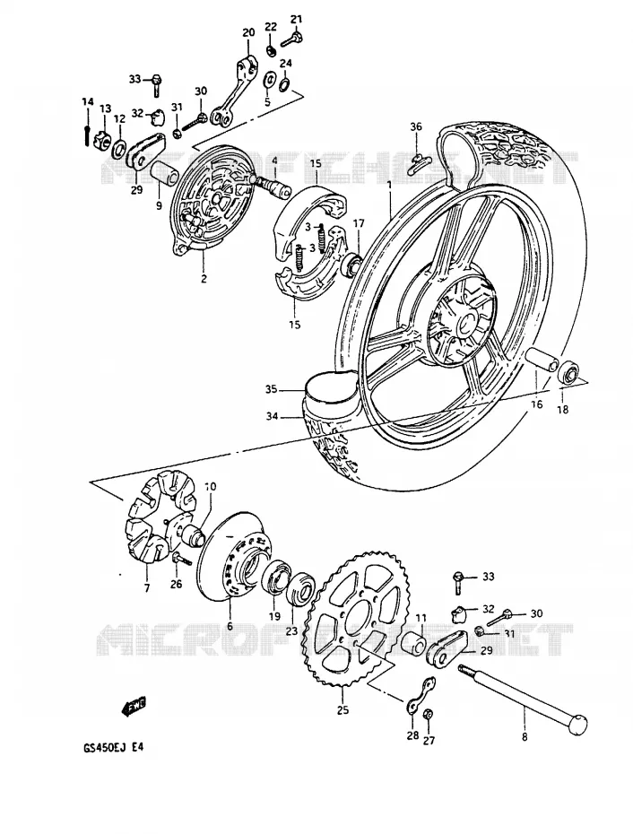 ACHTERWIEL Suzuki MOTO 450 GS-E 1987  GS450EH(E/F/G/H/J)