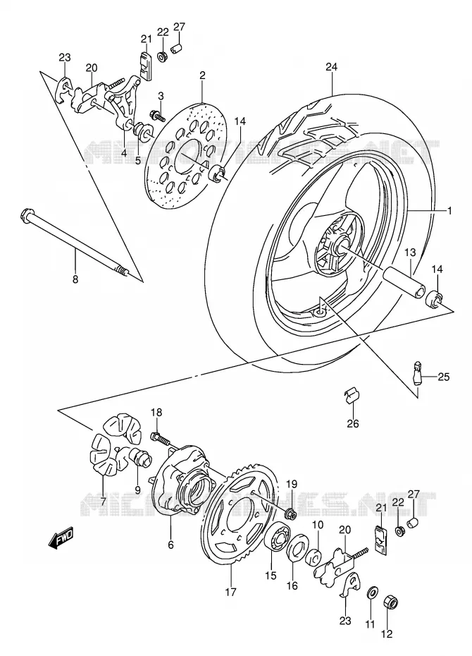 ACHTERWIEL Suzuki MOTO 500 GS-E 1995  GS500EUS(E2)