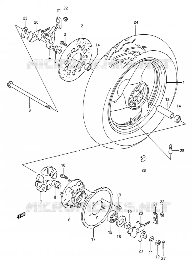 ACHTERWIEL Suzuki MOTO 500 GS-E 1995  GS500EUS(E28)