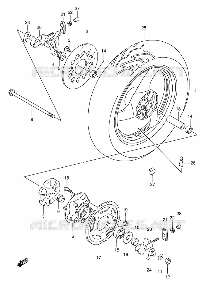 ACHTERWIEL Suzuki MOTO 500 GS-E 2001  GS500UK1(E2)