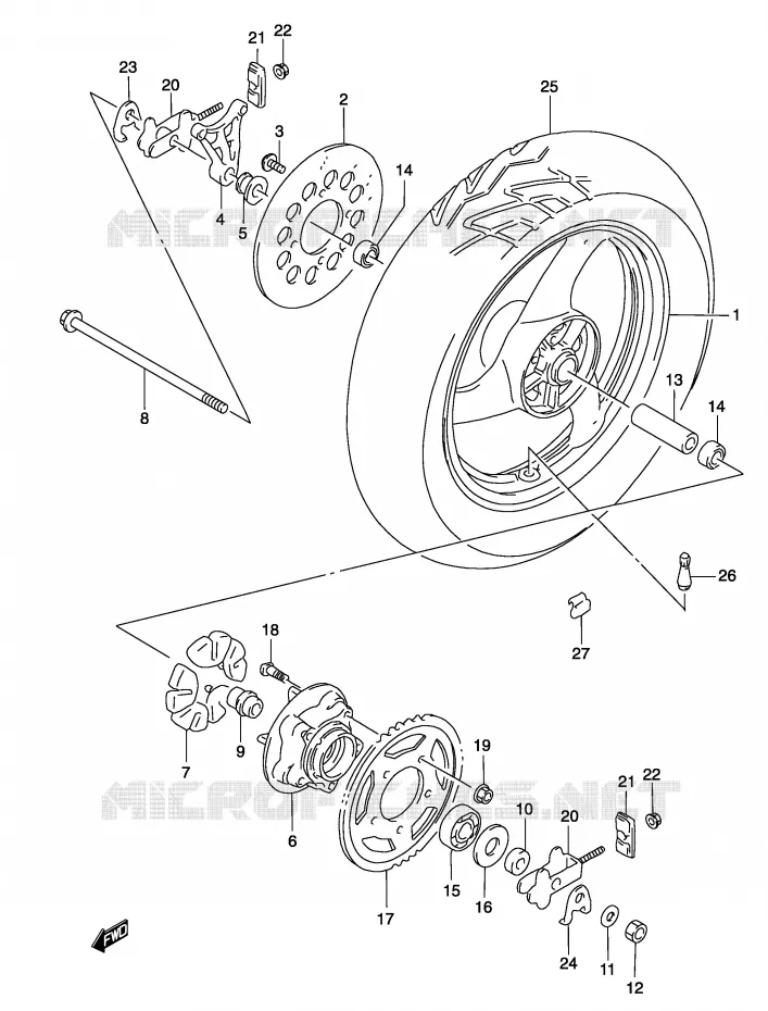 ACHTERWIEL Suzuki MOTO 500 GS-E 2004  GS500K4(P19)
