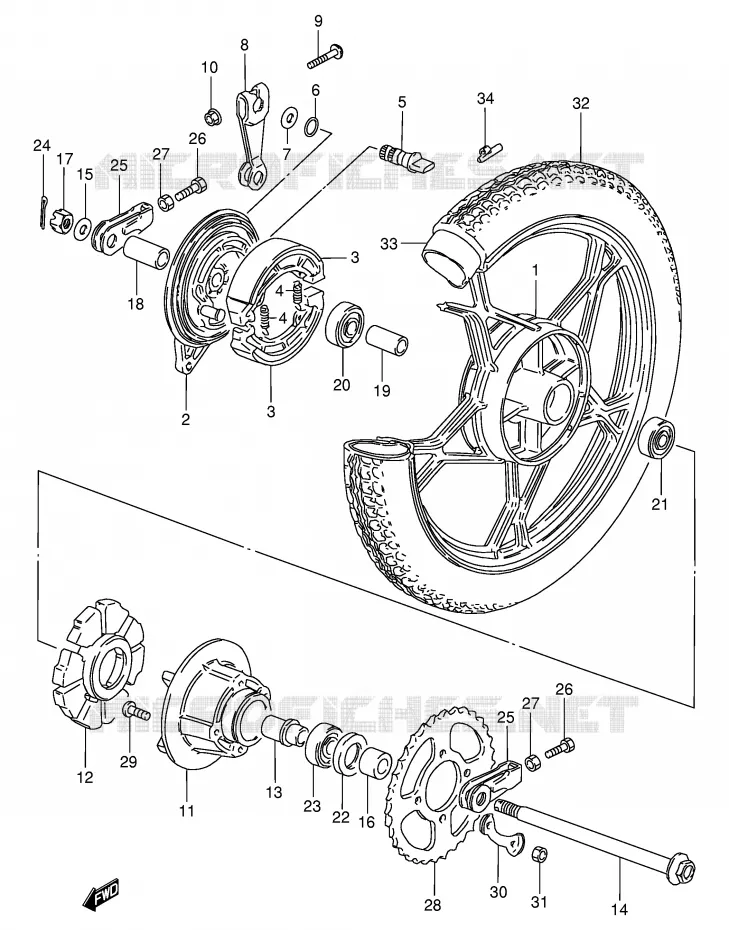ACHTERWIEL (VOIR NOTE) Suzuki MOTO 125 GN 1982  GN125Z(E1)