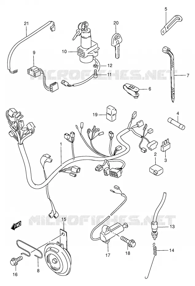 BEDRADING (MODELE T/W/X) Suzuki MOTO 250 GN 2000  GN250Y(E2)