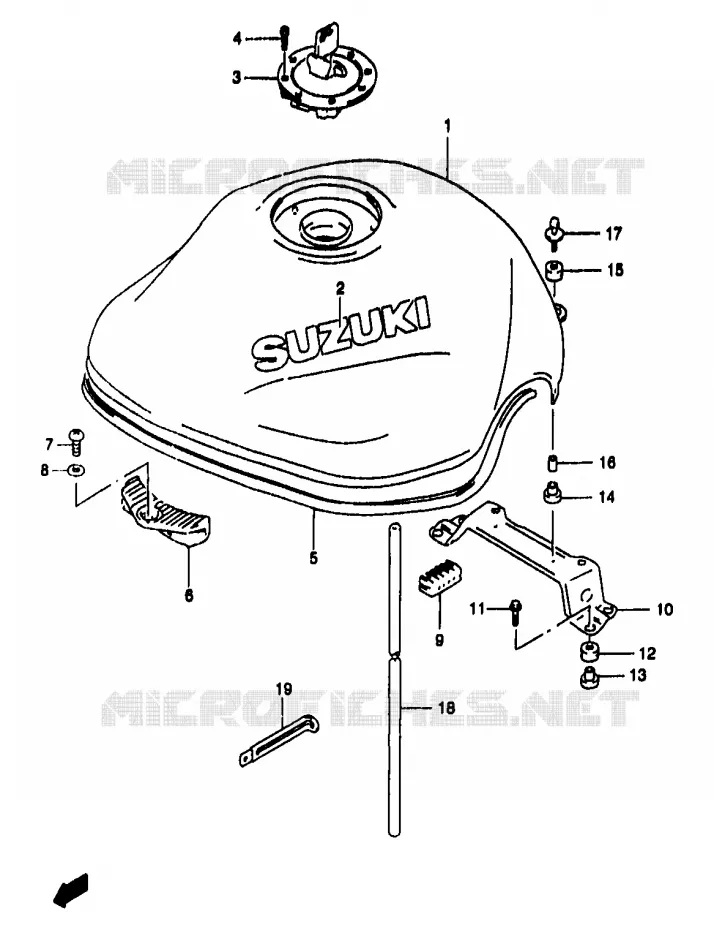 BENZINETANK (MODELE W/X) Suzuki MOTO 1200 BANDIT 2000  GSF1200SAY(T/V/W/X/Y)