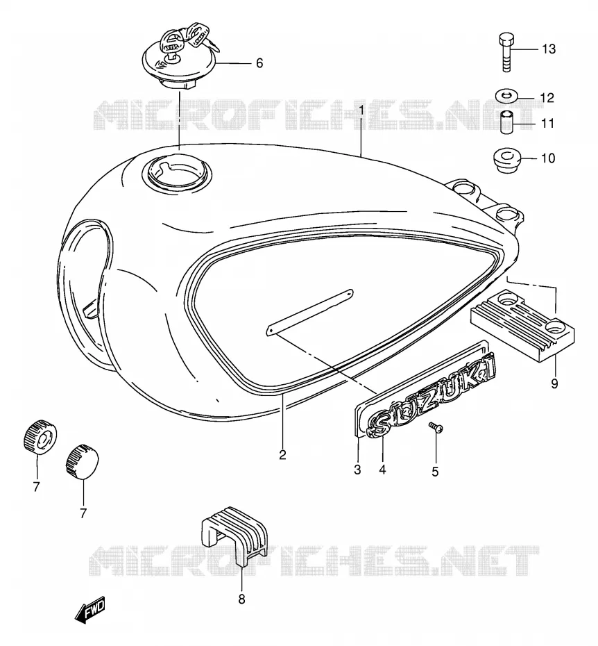 BENZINETANK (MODELE X) Suzuki MOTO 250 GN 2001  GN250K1(E2)