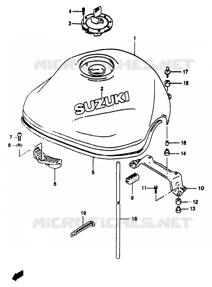 BENZINETANK (MODELE Y) Suzuki MOTO 1200 BANDIT 2000  GSF1200SAY(T/V/W/X/Y)