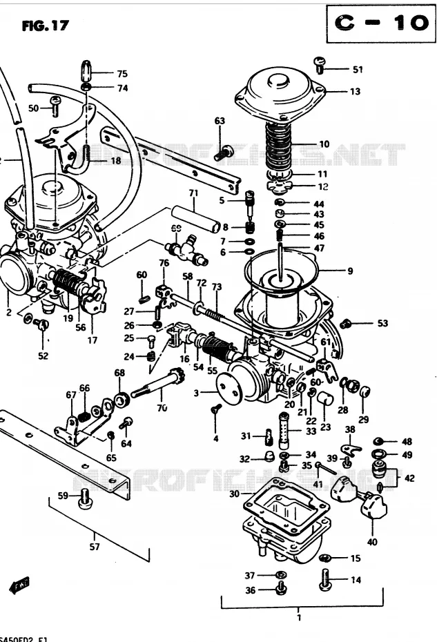 CARBURATOR (MODELE D) Suzuki MOTO 450 GS 1983  GS450D(2/Z/D)