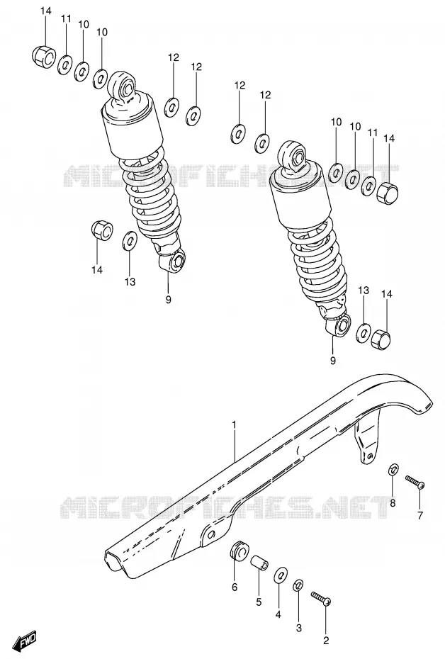 CHAIN ??GUARD - ACHTER SCHOKDEMPER Suzuki MOTO 250 GN 1993  GN250P(E2)