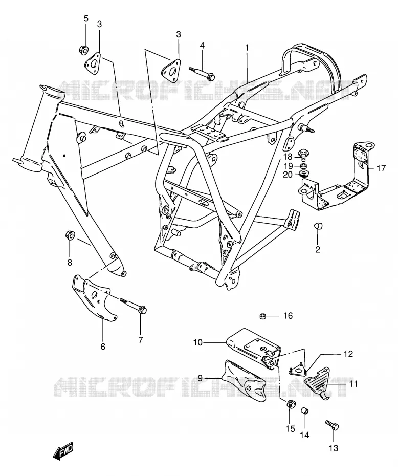 FRAME (MODELE T/V/W) Suzuki MOTO 250 GN 2000  GN250Y(E2)