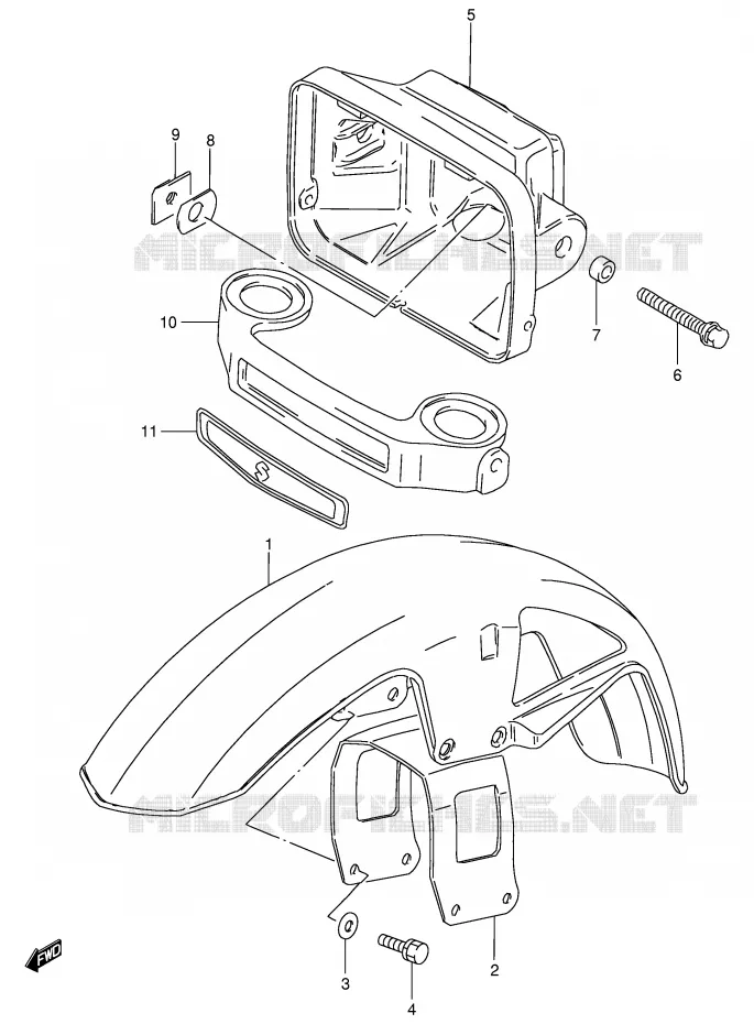 FRONT FENDER - KOPLAMPHUIS Suzuki MOTO 125 GS 1991  GS125ESM(E1)