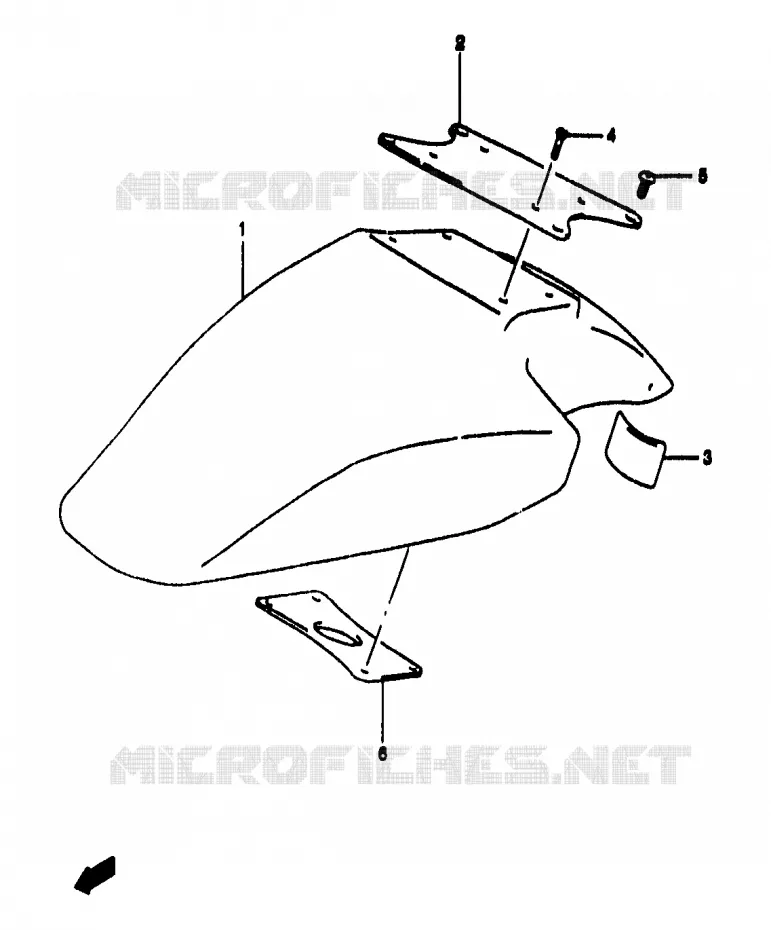 FRONT FENDER (GSF1200ST/SV/SAV/SW/SAW/SX/SAX/SY/SAY) Suzuki MOTO 1200 BANDIT 1996  GSF1200SAT(T/V/W/X/Y)